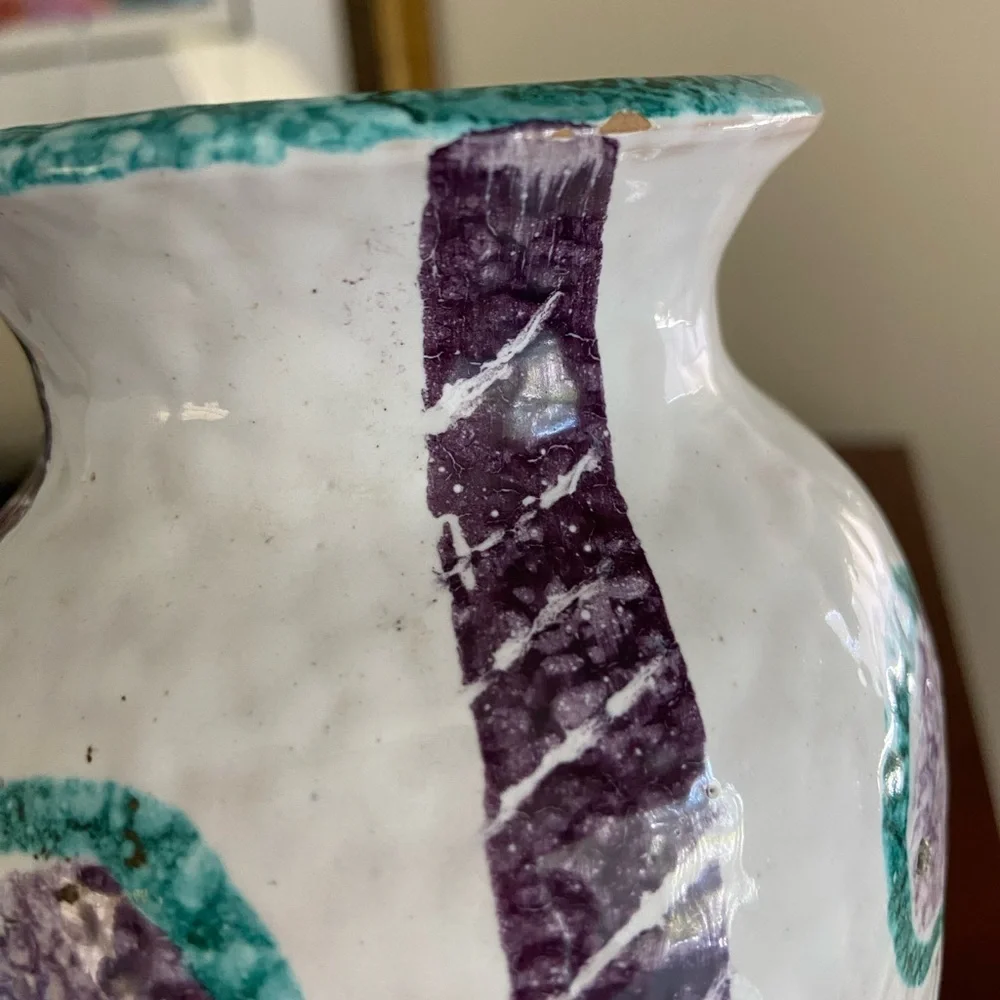 🖤 Fratelli Fanciullacci Alla Moda Vintage Italian Sgraffito Vase MCM Polka Dot